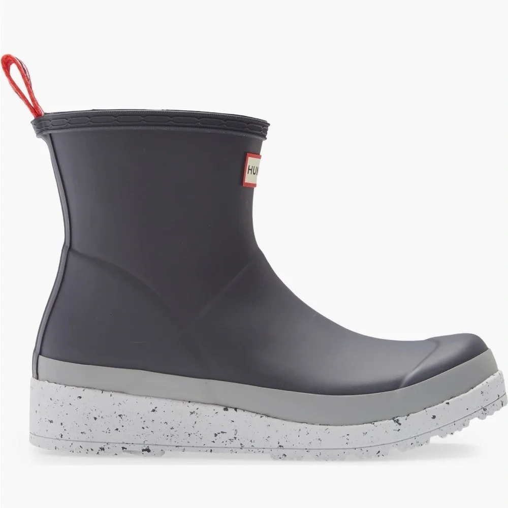 RARE HUNTER NWT ORIGINAL PLAY SPECKLED PLATFORM RAIN BOOT (Women) in Onyx